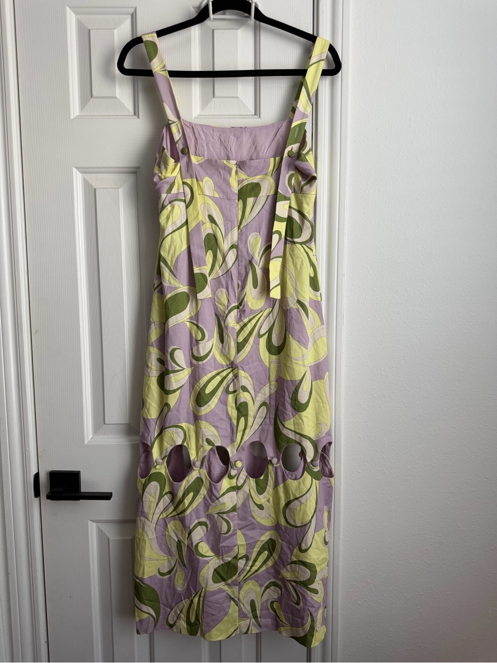 ANTONIO MELANI Lavender Maxi Dress with Olive & Pale Yellow Swirl Print - Picture 5 of 6